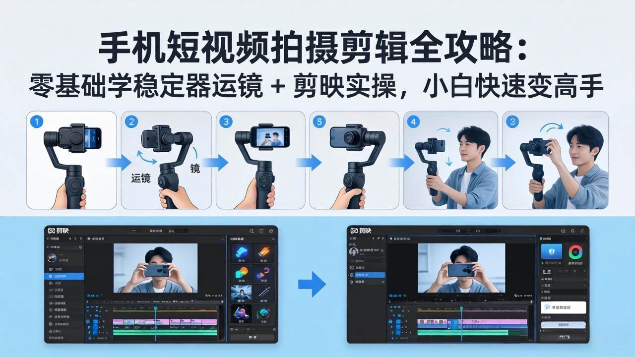 (4.14)手机短视频拍摄剪辑全攻略：零基础学稳定器运镜 + 剪映实操，小白快速变高手
