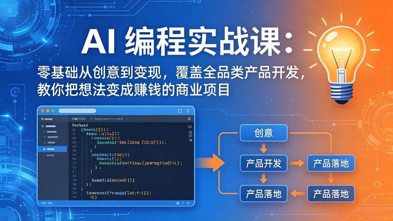 (5.10)AI编程实战课-第三期-5月9更新：零基础从创意到变现，覆盖全品类产品开发，把想法变成赚钱项目